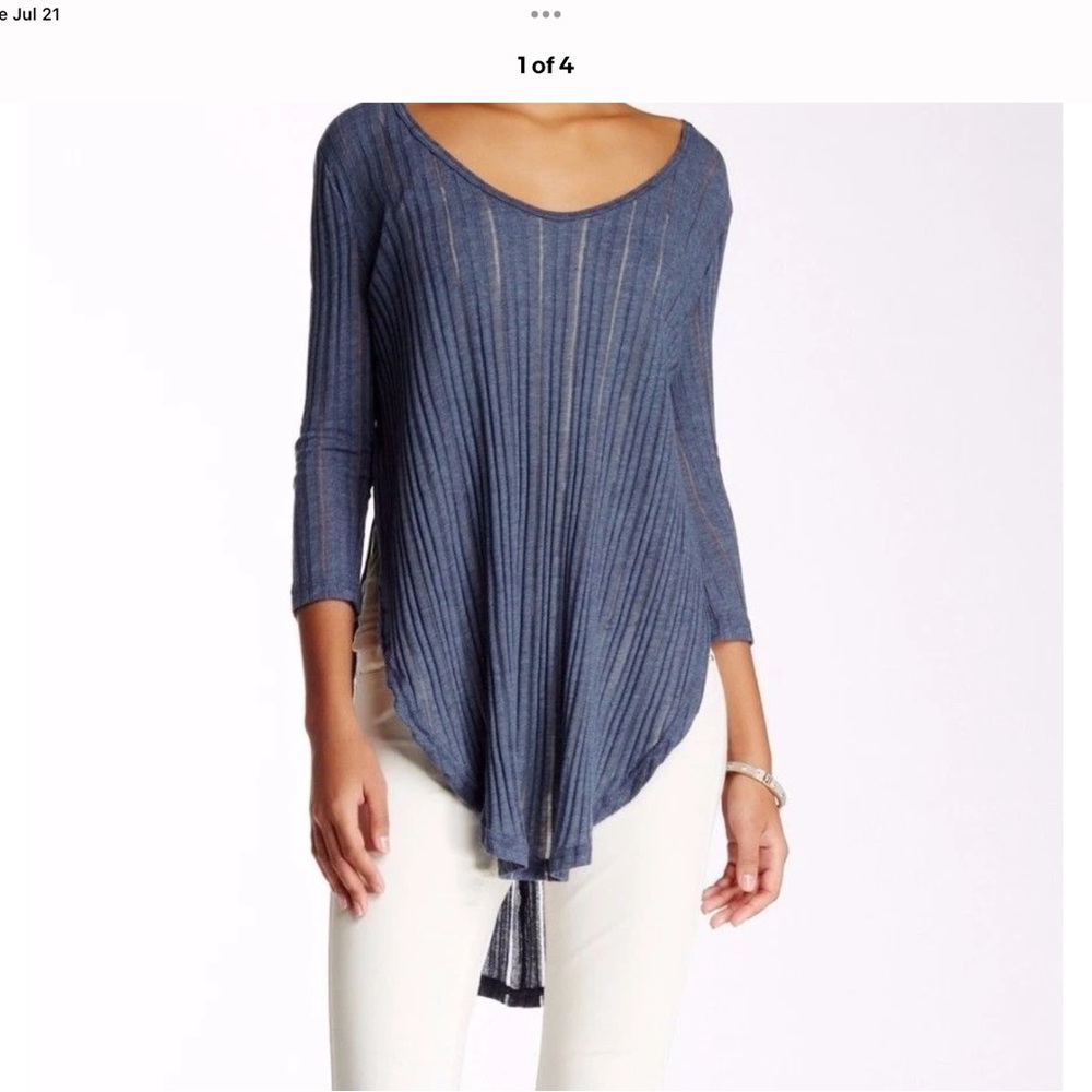 Vintage We The Free Astoria Hacci Slit Side Tunic Top- Blue
